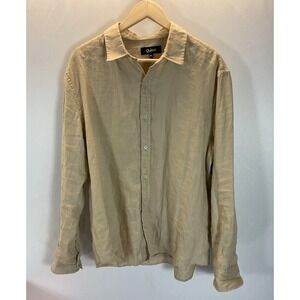 Quince 100%  Linen Long Sleeve Button Down‎ Shirt Tan Men's XL resort luxury